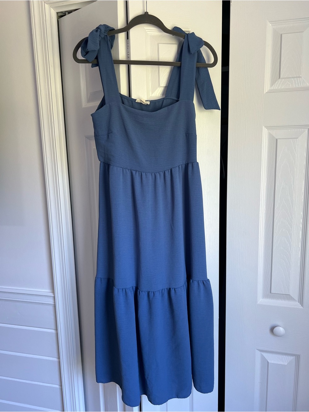 See You Monday Blue Tie-Strap Maxi Dress